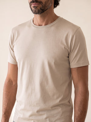 AZZUR T-Shirt – Merzerisierte Baumwolle, Beige