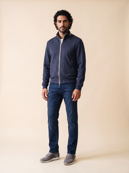 AZZUR Jersey-Jacke Capolavoro Doppio Dunkelblau