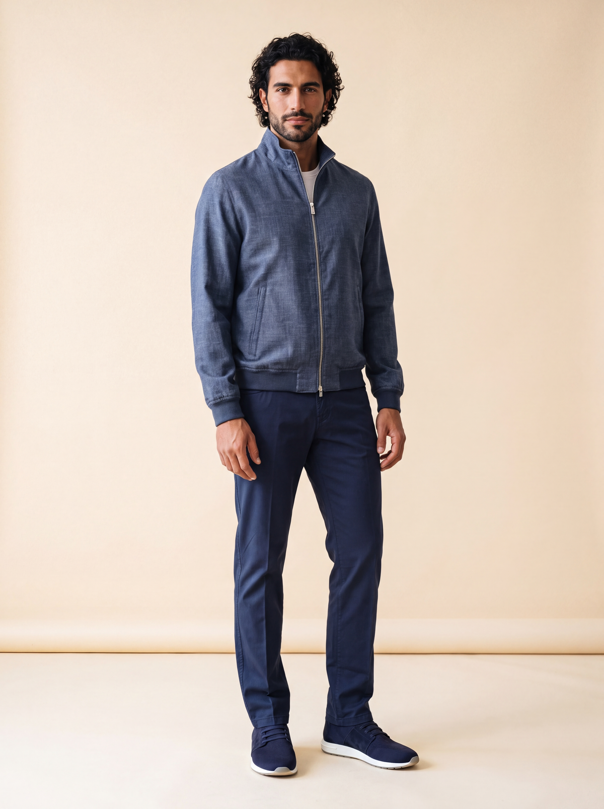 AZZUR Knit Sneaker Navy, Frontansicht