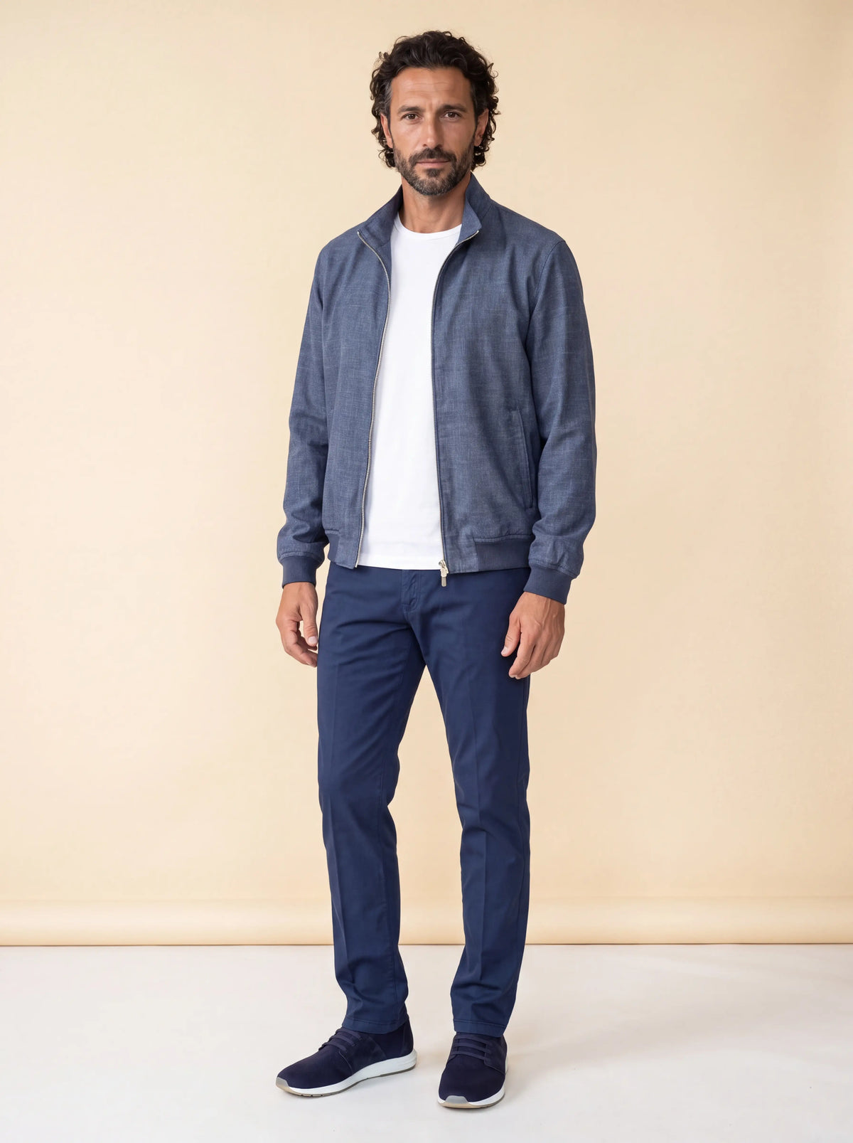 AZZUR Knit Sneaker Navy, Frontansicht Modell 2