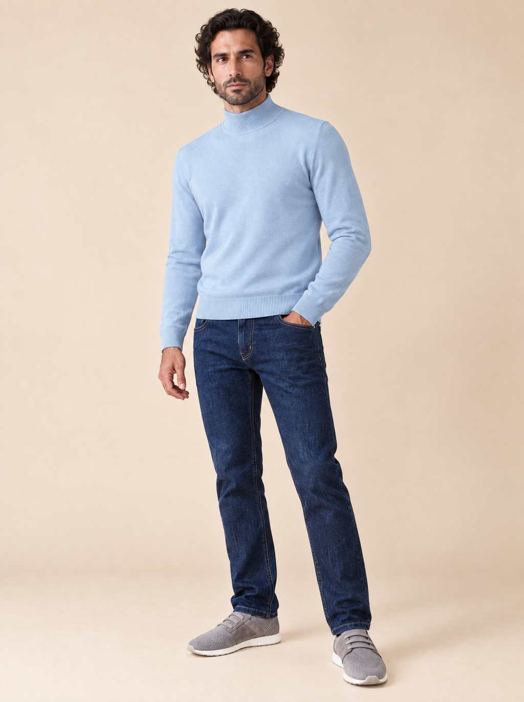 AZZUR Stehkragenpullover Babyblau, Seitenansicht