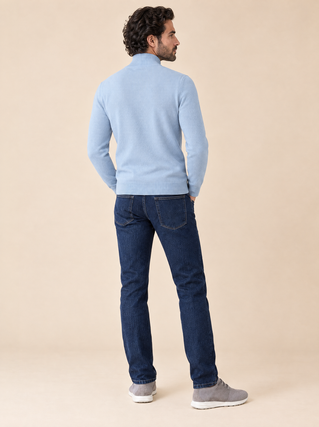 AZZUR Stehkragenpullover Babyblau, Rückansicht
