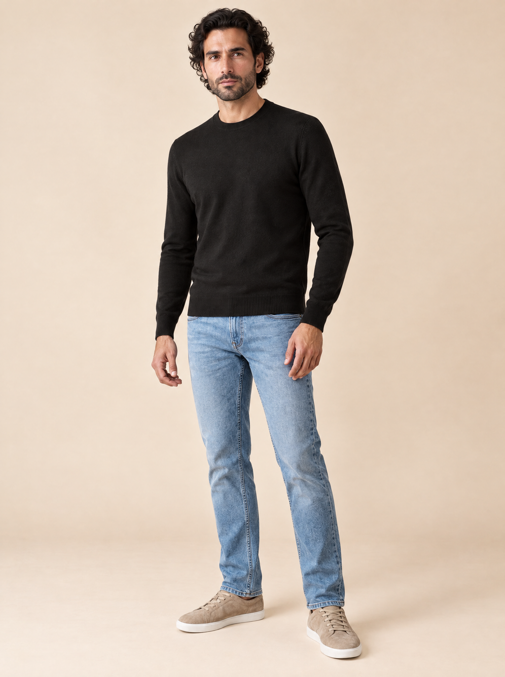 AZZUR Rundkragenpullover Schwarz, Seitenansicht