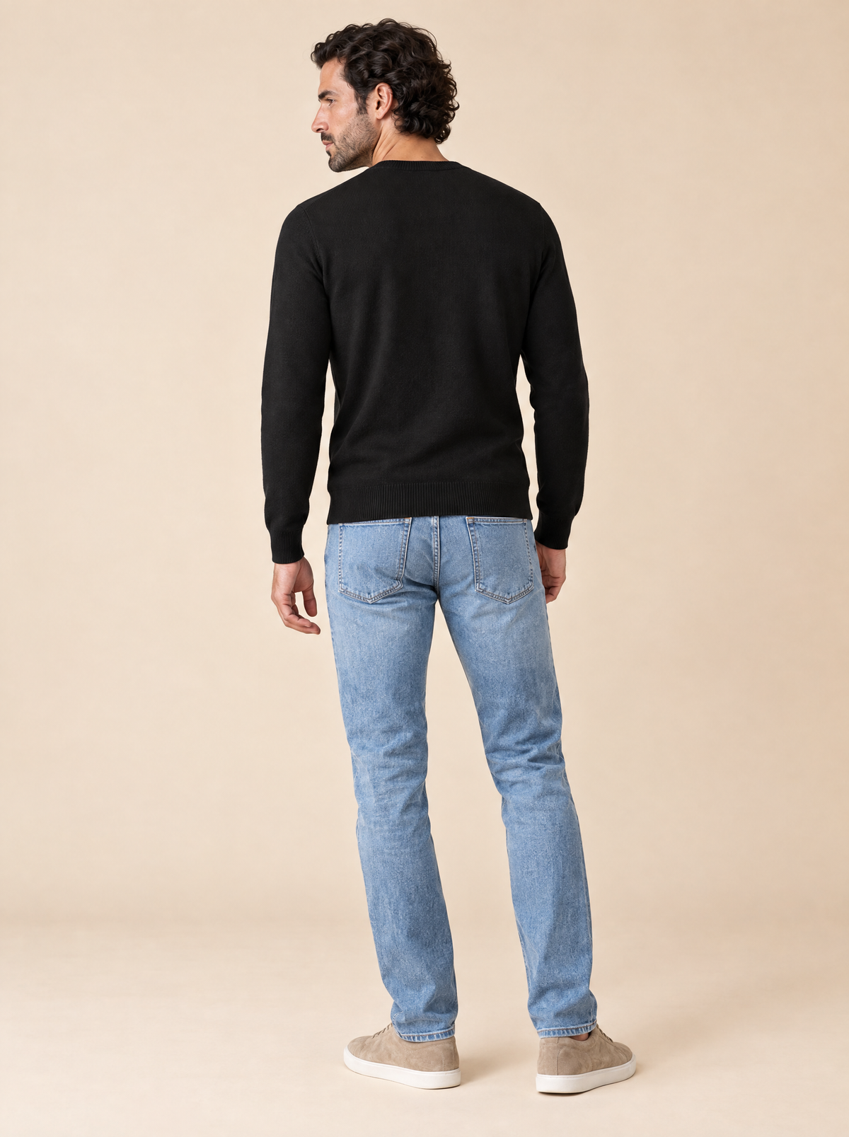 AZZUR Rundkragenpullover Schwarz, Rückansicht