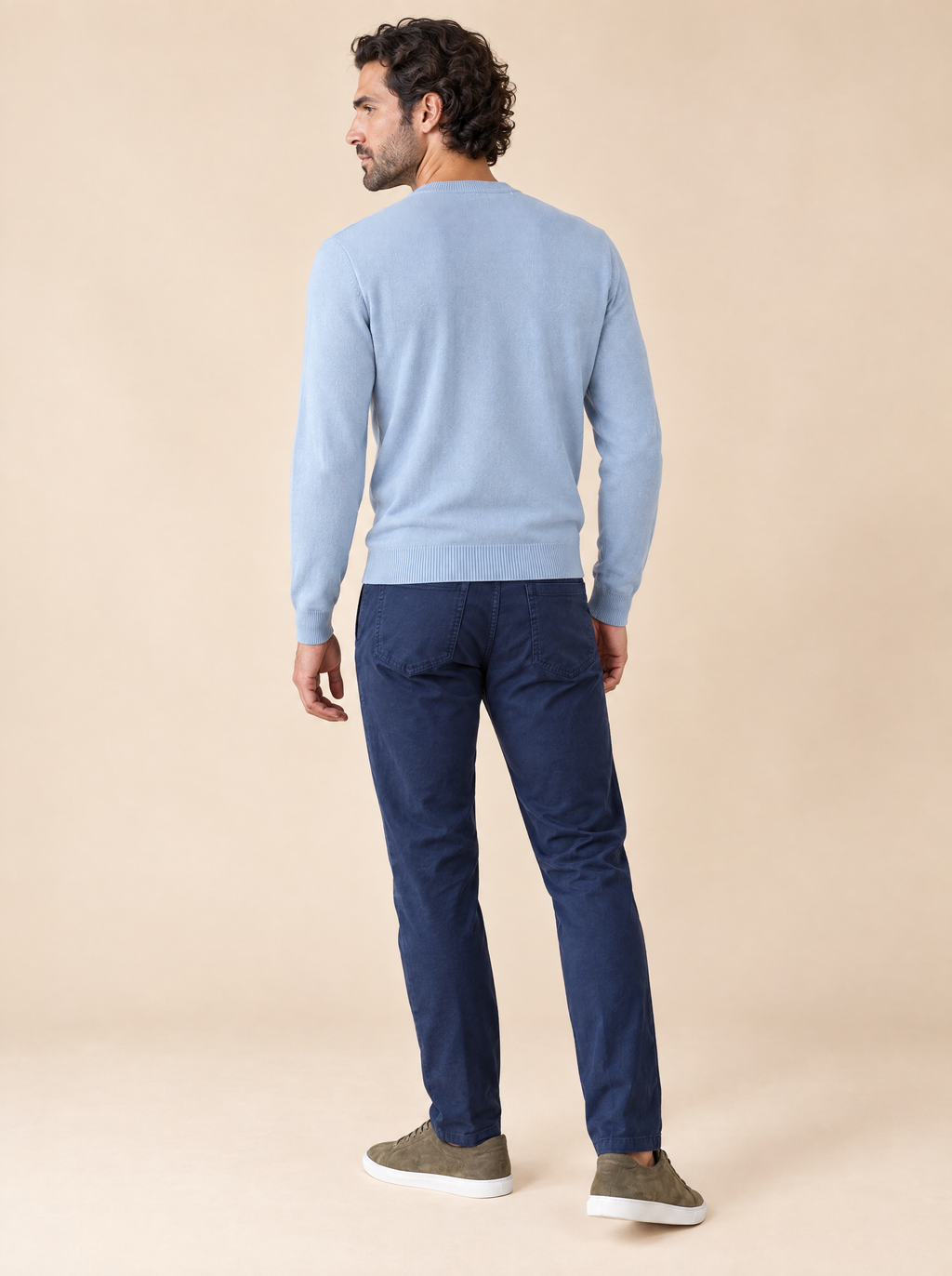 AZZUR Rundkragenpullover Hellblau, Rückansicht