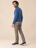 Stehkragenpullover mit Reißverschluss Denimblau, Vorderansicht