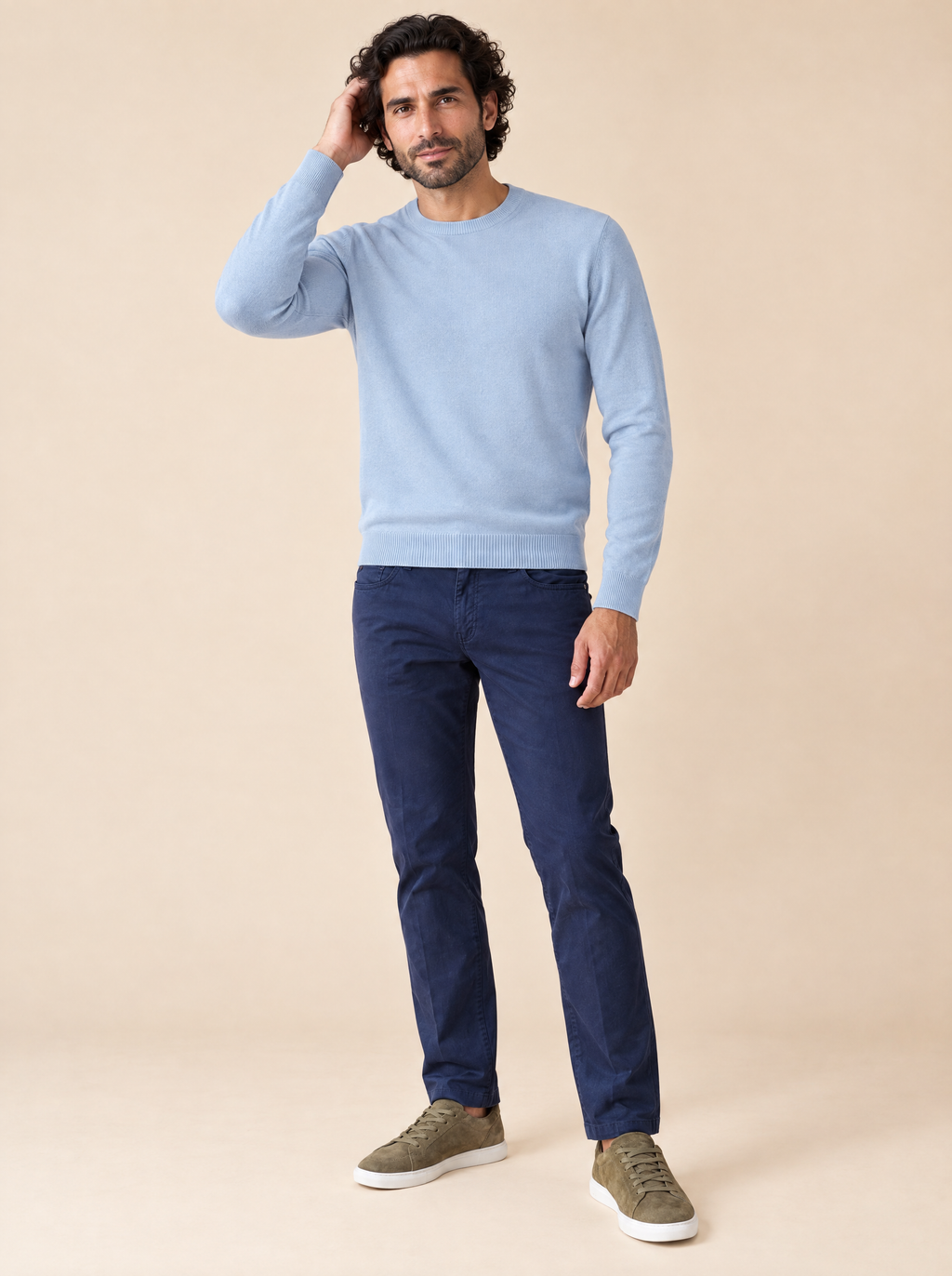 AZZUR Rundkragenpullover Hellblau, Vorderansicht