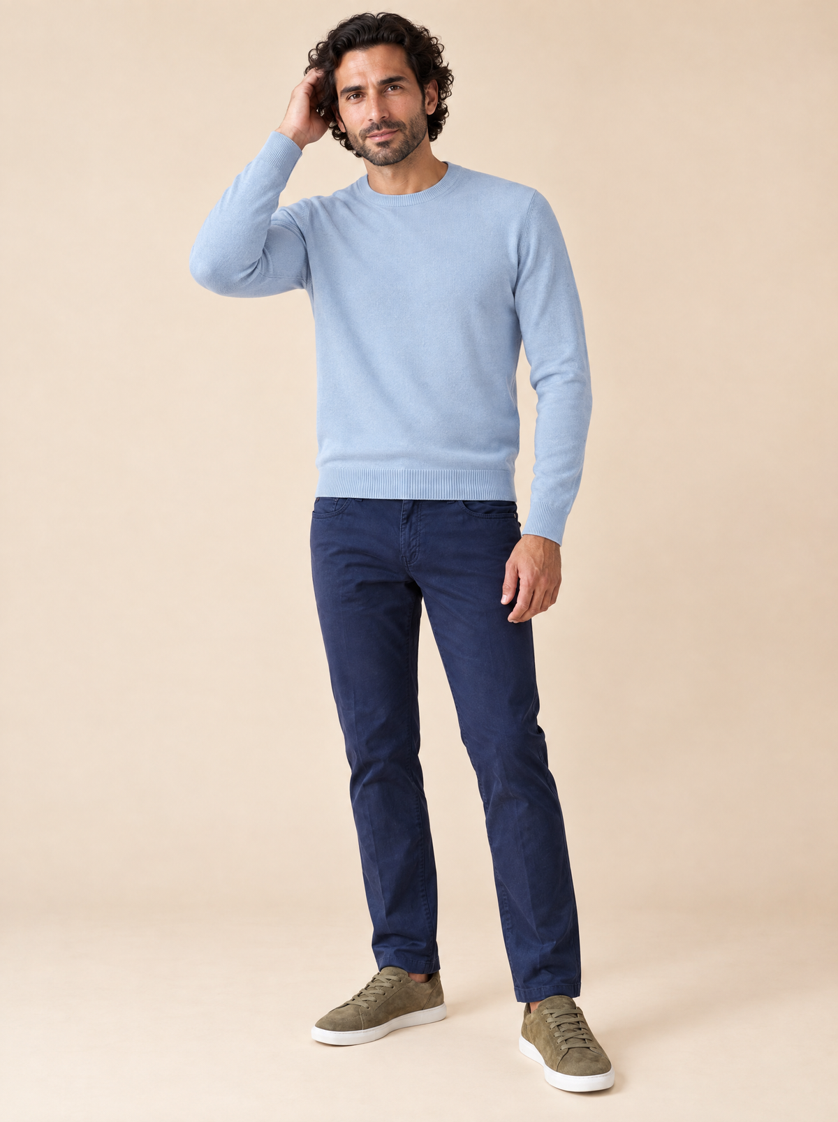 AZZUR Rundkragenpullover Hellblau, Vorderansicht