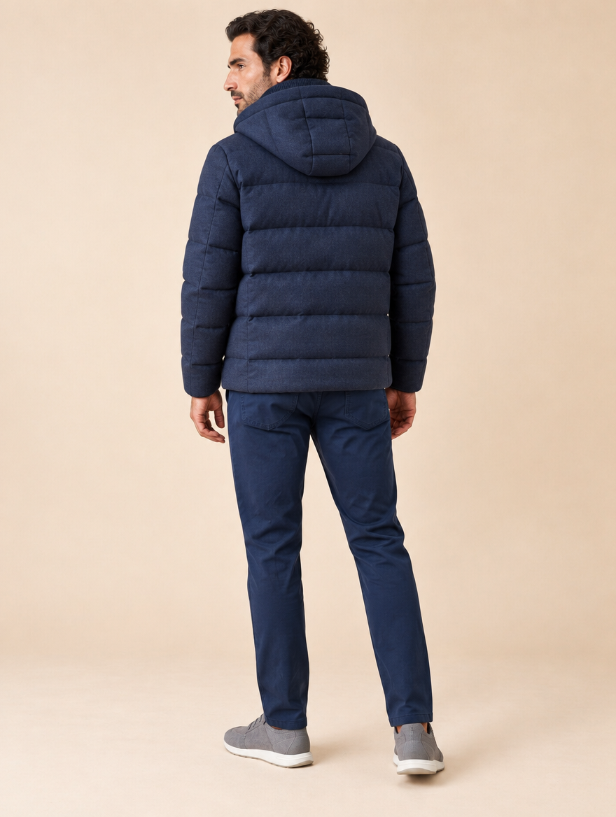 Montecore Winterjacke Dunkelblau, Rückansicht mit Kapuze