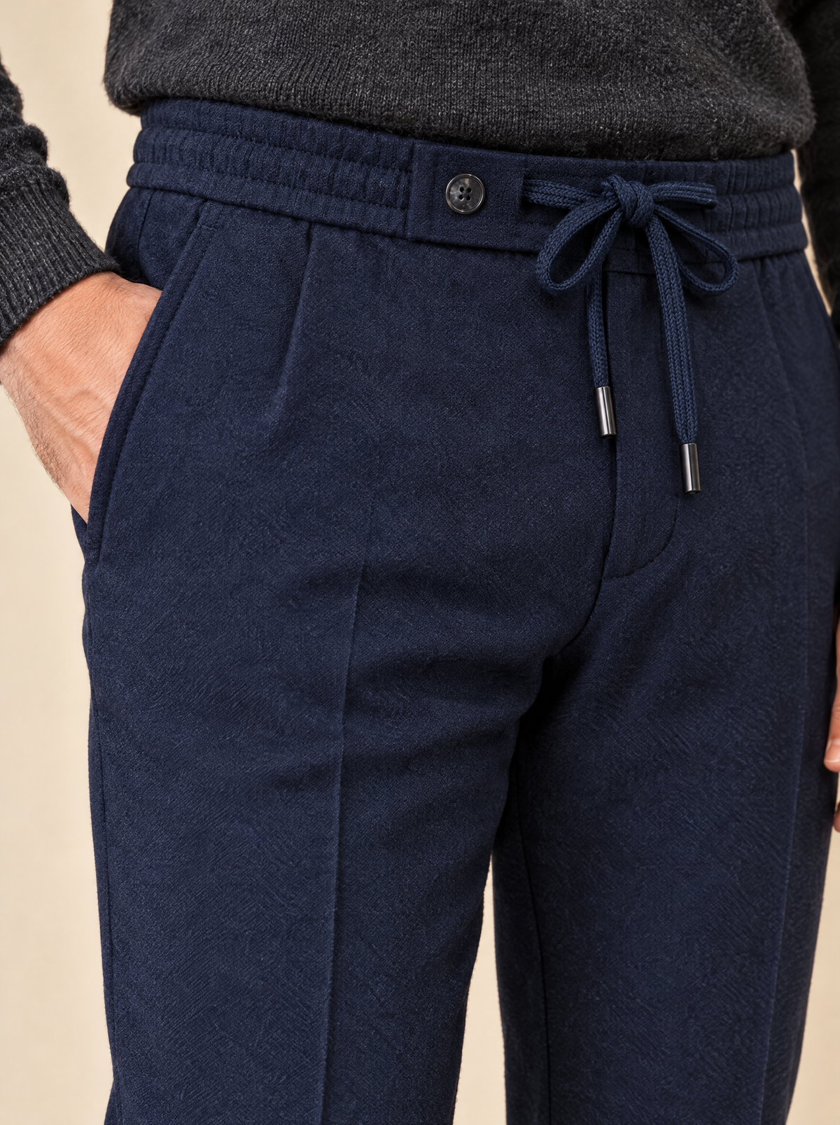 Bund der Pescarolo Kordelhose mit Hornknopf und dunkelblauer Kordel